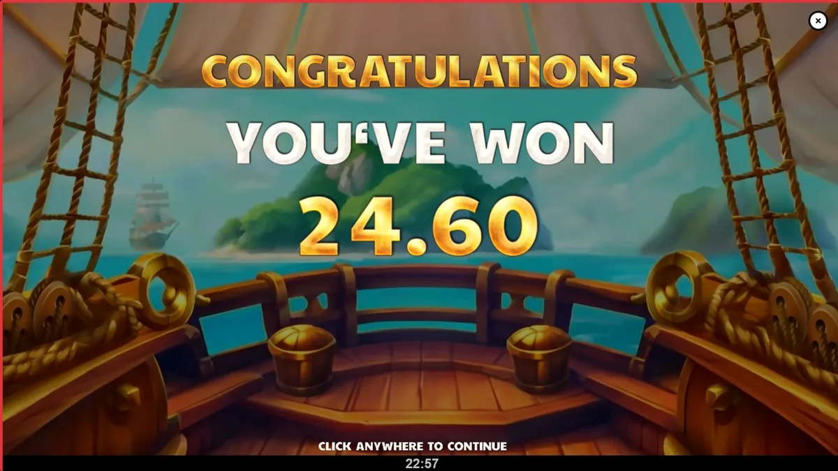 Tampilan visual slot Reel the Rum dengan tema bajak laut dan latar belakang pulau tropis